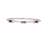Sterling Silver and Yellow Gold Baguette Cut Gemstone Bangle - Scherer's Jewelers