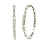 Sterling Silver and Yellow Gold Thin Diamond Hoops - Scherer's Jewelers