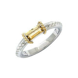 Sterling Silver and Yellow Gold Ring with Baguette Cut Gemstone - Scherer's Jewelers