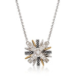 Sterling Silver and Yellow Gold Diamond Starburst Pendant - Scherer's Jewelers