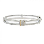 Sterling Silver and Yellow Gold Bangle with Diamonds - Scherer's Jewelers