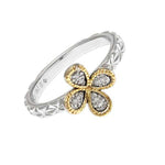 Sterling Silver and Yellow Gold Floral Ring with Diamonds