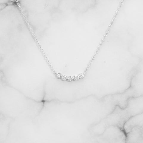 White Gold Bezel Set Diamond Petite Bar Necklace - Scherer's Jewelers