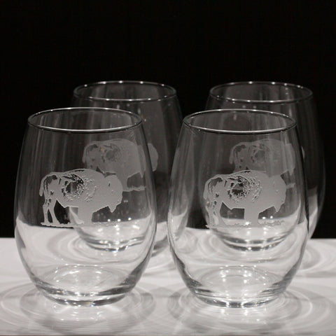 Buffalo Stemless Wine Glasses (Set of 4) - Scherer's Jewelers