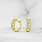 Yellow Gold Diamond Curb Link Hoop Earrings - Scherer's Jewelers