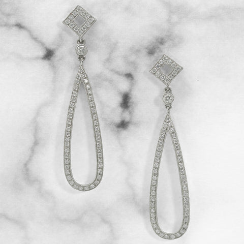 White Gold and Diamond Drop Earrings - Scherer's Jewelers