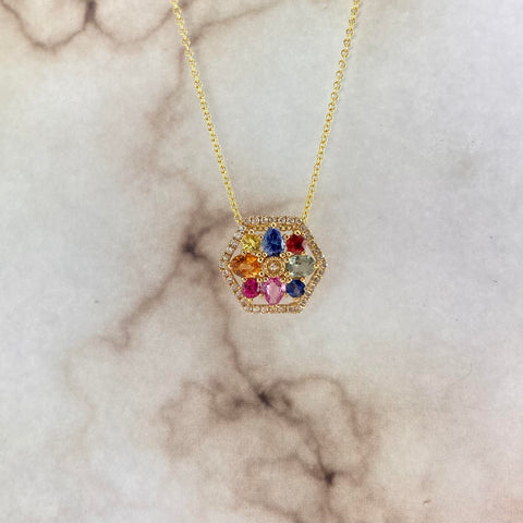 Sapphire Hexagon Pendant