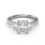 Enchanted Three Stone Emerald Diamond Engagement Ring