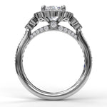 Floral Halo With Diamond Accents Engagement Ring - Scherer's Jewelers