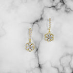 Yellow Gold Floral and Diamond Earrings