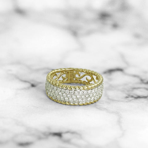 Gold and Diamond Rope Ring - Scherer's Jewelers