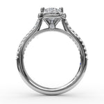 Delicate Pear Shaped Halo And Pave Band Engagement Ring - Scherer's Jewelers