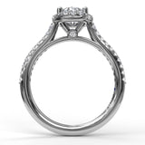 Delicate Oval Shaped Halo &  Pave Band Engagement Ring - Scherer's Jewelers