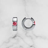 Sterling Silver Huggie Earrings with Gemstone