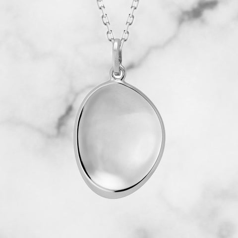 Sterling Silver Contoured Oval Pendant