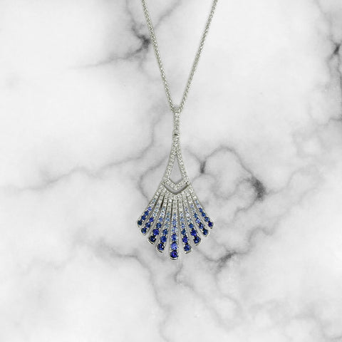 Sapphire and Diamond Fan Necklace - Scherer's Jewelers