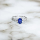 White Gold Sapphire and Diamond Ring