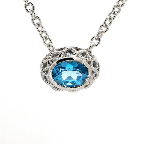 Sterling Silver Blue Topaz Pendant - Scherer's Jewelers