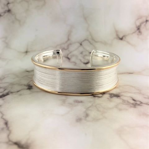 Two-Tone Textured Wide Cuff - Scherer's Jewelers