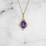 Rose Gold Tanzanite & Diamond Pendant - Scherer's Jewelers