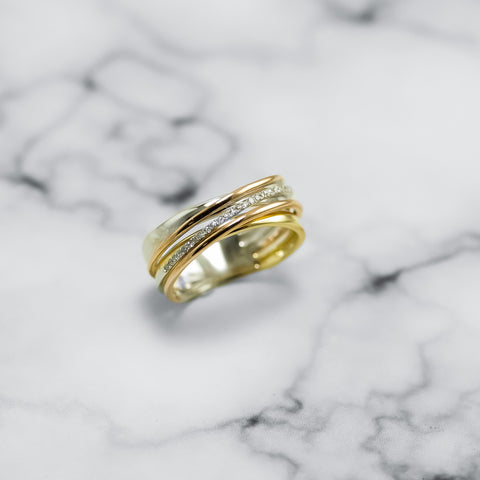 Tri-Tone Gold & Diamond Ring