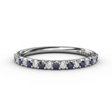 Sapphire and Diamond Shared Prong Anniversary Band - Scherer's Jewelers