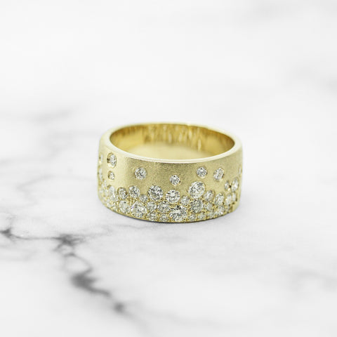 Yellow Gold Scattered Diamond Band - Scherer's Jewelers