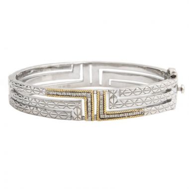 Sterling Silver and Yellow Gold Diamond Bangle - Scherer's Jewelers