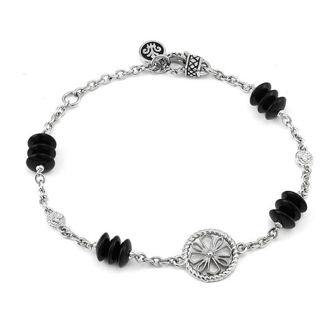 Sterling Silver and Onyx Bead Bracelet