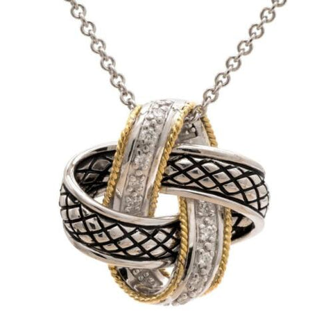 Sterling Silver and Yellow Gold Knot Diamond Pendant - Scherer's Jewelers
