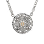 Sterling Silver Round Pendant with Diamonds
