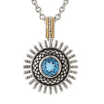 Sterling Silver Starburst Pendant with Blue Topaz