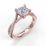 Alternating Diamond Twist Engagement Ring - 14kt Rose Gold -