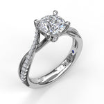 Alternating Diamond Twist Engagement Ring - 14kt White Gold 