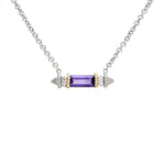 Sterling Silver and Yellow Gold Petite Bar Necklace with Diamonds - Scherer's Jewelers