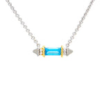 Sterling Silver and Yellow Gold Petite Bar Necklace with Diamonds - Scherer's Jewelers