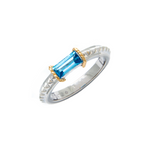 Sterling Silver and Yellow Gold Ring with Baguette Cut Gemstone - Scherer's Jewelers
