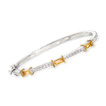 Sterling Silver and Yellow Gold Baguette Cut Gemstone Bangle - Scherer's Jewelers