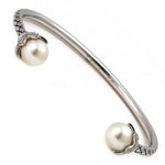 Sterling Silver Cuff with Pearl and Diamond