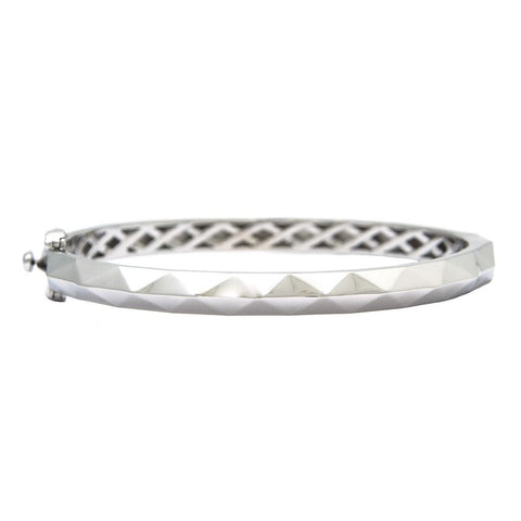 Sterling Silver Polished Textured Bangle