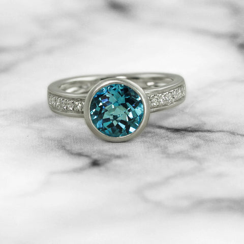 14kt White Gold Blue Topaz Ring - Scherer's Jewelers