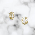 Yellow Gold and Marquise Diamond Huggie Earrings