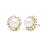 Diamond Starburst Pearl Earrings