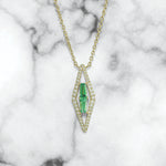 Green Quartz and Diamond Halo Pendant - Scherer's Jewelers