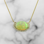 Opal Pendant with Diamond Halo - Scherer's Jewelers