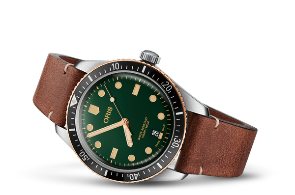 Oris Divers Sixty Five Green Dial Bronze Ring Scherer s Jewelers