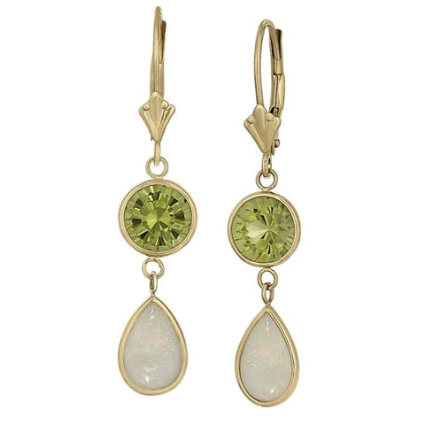Peridot and Opal Drop Earrings