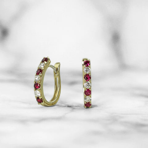 Ruby and Diamond Hoops - Scherer's Jewelers