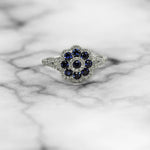 Sapphire and Diamond Floral Ring - Scherer's Jewelers