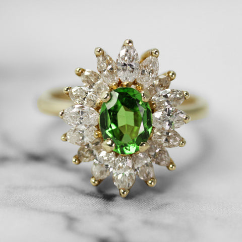 Tsavorite and Diamond Ballerina Ring - Scherer's Jewelers